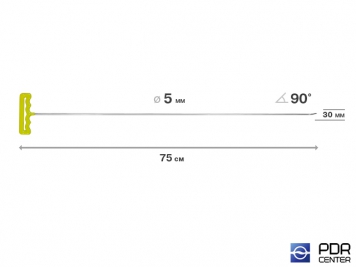 Фото Крючок со стандартным загибом, плоский (длина 75 см,  угол загиба 90º, длина загиба 30 мм, Ø 5 мм)