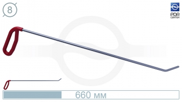 Фото Крючок левый угловой, плоский (длина 66 см, угол загиба 45º, длина загиба 45 мм, Ø 8 мм)