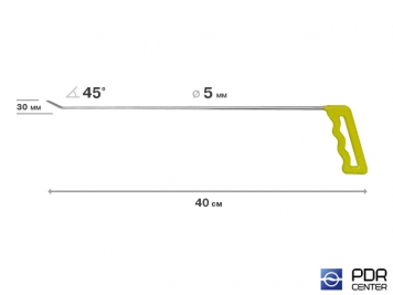 Фото Крючок левый угловой, плоский (длина 40 см, угол загиба 45º, длина загиба 30 мм, Ø 5 мм)