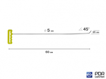 Фото Крючок правый угловой, градовый, плоский (длина 60 см, угол загиба 45º, длина загиба 25 мм, Ø 5 мм)