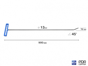 Фото Крючок со стандартным загибом, закруглённый (длина 90 см, длина загиба 7 см, угол загиба 45°, Ø 13 мм)