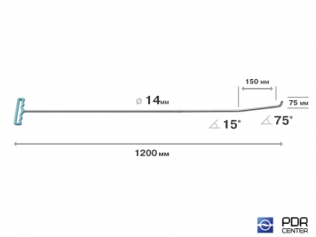 Фото Крючок с двойным загибом для винтовых насадок (длина 120 см, длина 1 загиба 15 см, длина 2 загиба 3 см, угол загиба 90º, Ø 14 мм)