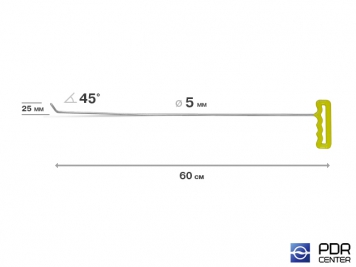 Фото Крючок левый угловой, градовый плоский (длина 60 см, угол загиба 45º, длина загиба 25 мм, Ø 5 мм)