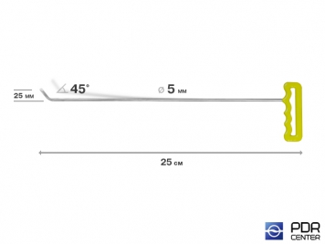 Фото Крючок левый угловой, плоский (длина 45 см, угол загиба 45º, длина загиба 25 мм, Ø 5 мм)
